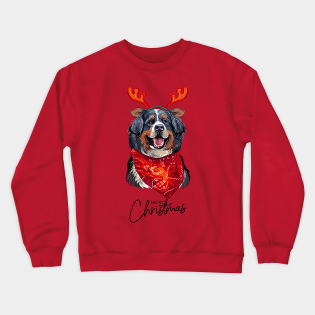 Christmas Bernese Mountain Dog Crewneck Sweatshirt by Budwood Designs